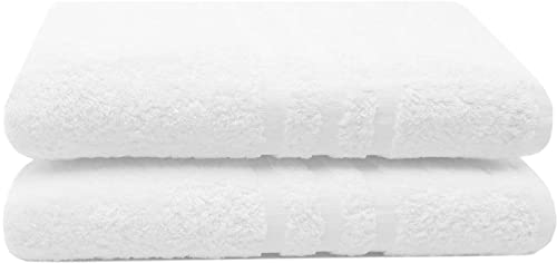 ZOLLNER 2 Toallas de baño Grandes 100% algodón, 100x150 cm, Blancas, 450 g