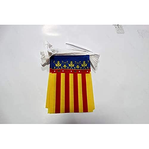 AZ FLAG Guirnalda 6 Metros 20 Banderas de la Comunidad Valenciana 21x15cm - Bandera Valenciana 15 x 21 cm - BANDERINES