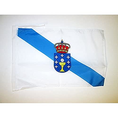 AZ FLAG Bandera de Galicia 45x30cm - BANDERINA GALLEGA 30 x 45 cm cordeles