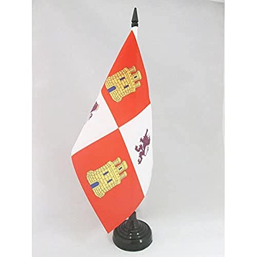 AZ FLAG Bandera de Mesa de Castilla Y LEÓN 21x14cm - BANDERINA de DESPACHO CASTELLANOLEONESA 14 x 21 cm