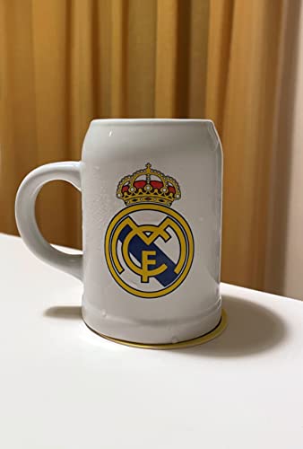 Real Madrid, Jarra de Cerveza, Capacidad 400 ml, Producto Oficial Real Madrid,Regalo Original Color Blanco (CyP Brands)