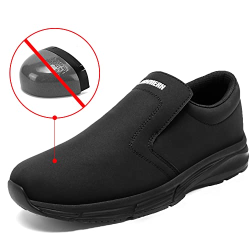 LARNMERN Zapatos Cocina Slip-On Hombre Anti-Deslizante Zapatillas Zapatos de Trabajo Impermeable Calzado Chef Hostelería sin Puntera /45