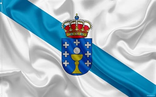 Durabol Bandera de Galicia Comunidades autónomas de España 60 * 90 cm 2 Anillas metálicas fijadas en el Dobladillo