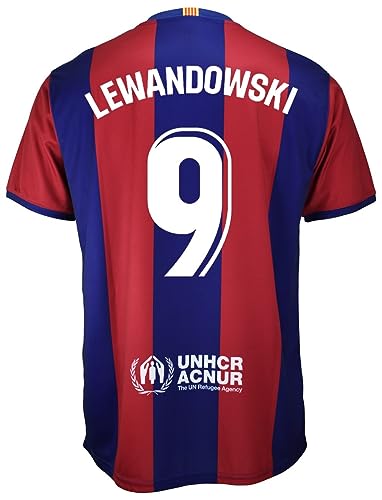 Futbol Club Barcelona Camiseta Primera equipación 2023/2024 - Lewandowski 9 - Réplica Oficial con Liciencia del Barcelona - Adulto (XL)