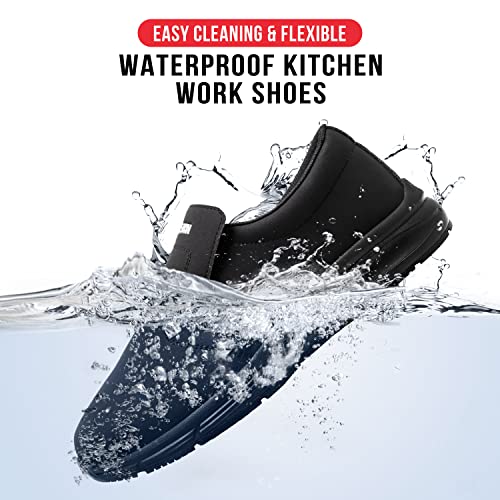 LARNMERN Zapatos Cocina Slip-On Hombre Anti-Deslizante Zapatillas Zapatos de Trabajo Impermeable Calzado Chef Hostelería sin Puntera /45