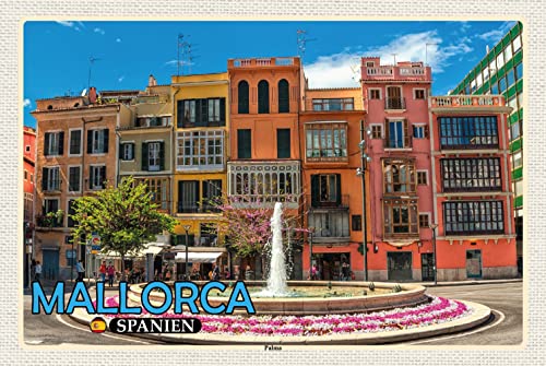 Ontrada Cartel de madera 12 x 18 cm Mallorca España Palma Fuente Madera Cartel